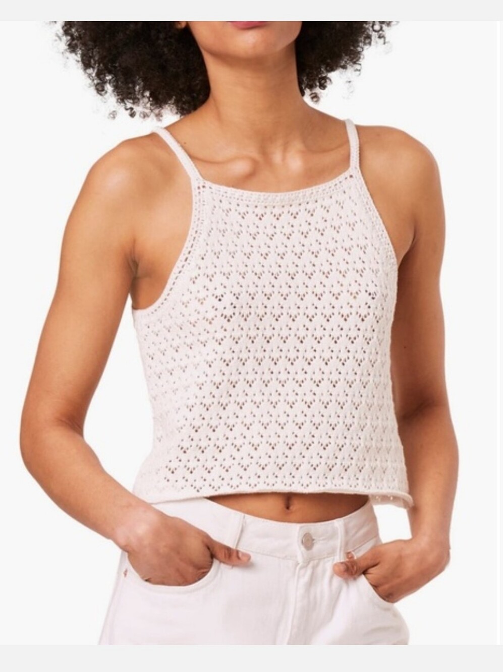 NWOT French Connection Nora Crochet Knit Sweater Cropped Tank Top XS